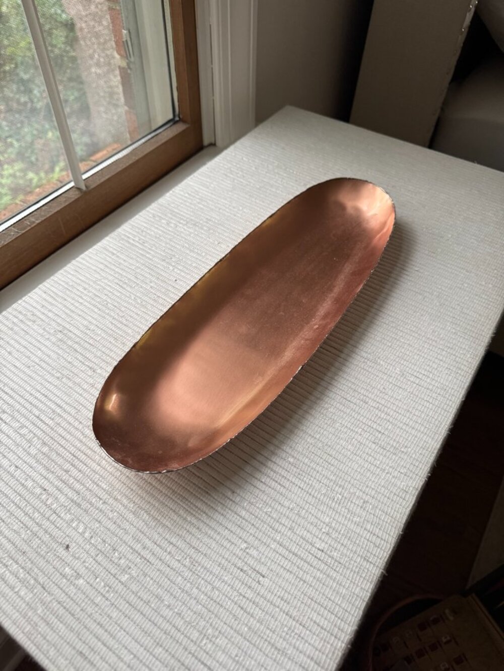 Pottery Barn Keaton Copper Oval Serving Tray | 18 in